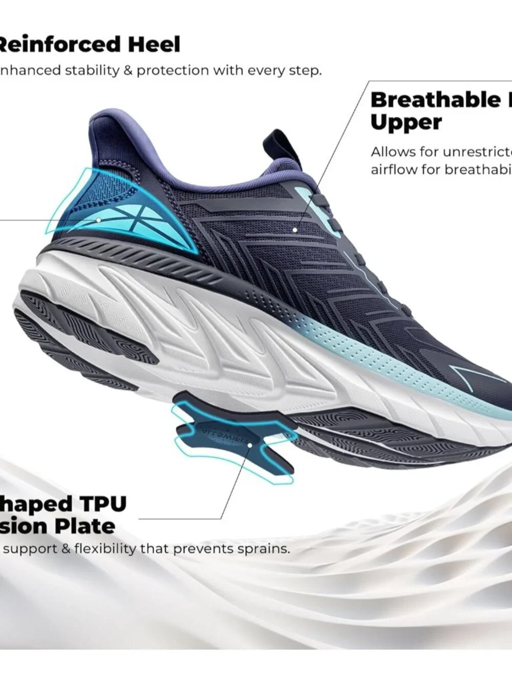 Women's Blue Slip On Walking Shoes Running Comfortable Breathable Sneakers